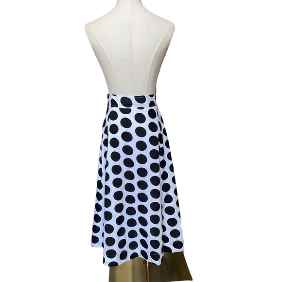 eShakti White Black Polka Dot A-Line Skirt Sz Small​​ - Picture 4 of 9